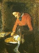 Anna Ancher gamle lene plukker en gas oil painting artist